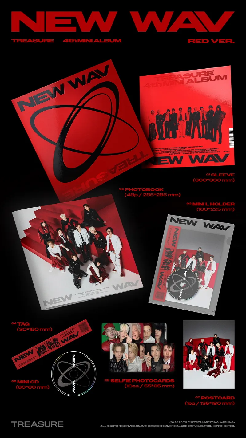 TREASURE - 4th Mini Album NEW WAV (Random) 2 editTREASURE-NEW-WAV-RED