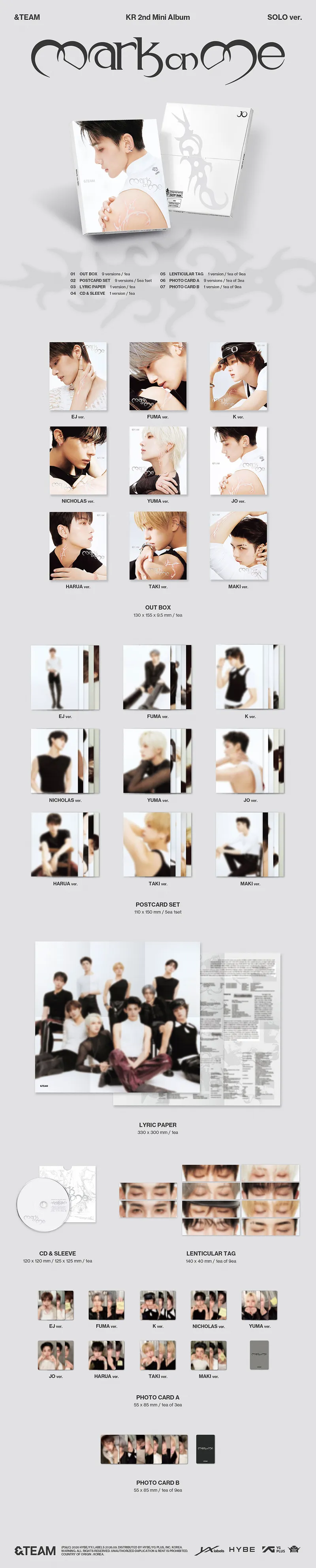 &TEAM- KR 2nd Mini Album 'Mark on Me' (SOLO ver.) 2 &TEAM- KR 2nd Mini Album 'Mark on Me' (SOLO ver.) details